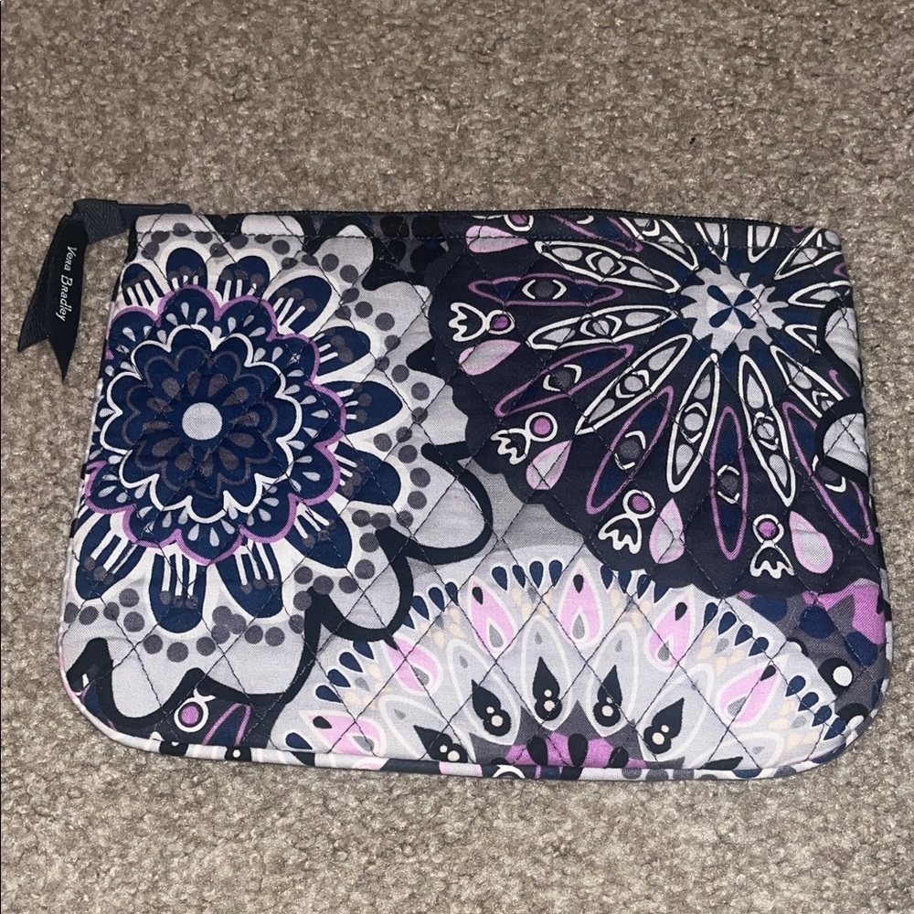 Vera Bradley Mimosa Medallion Blue and Purple Quilted Pouch